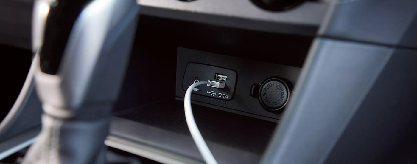 A close up of the USB port in a 2023 Subaru Impreza.