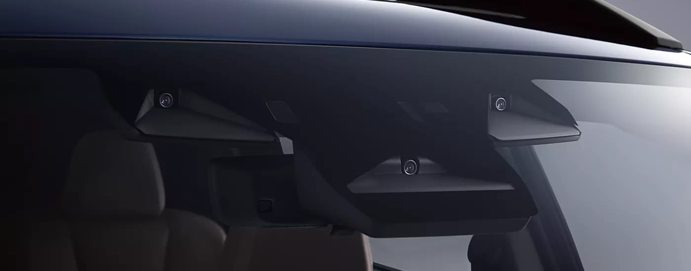 Close-up of the front EyeSight cameras in a 2023 Subaru Ascent.